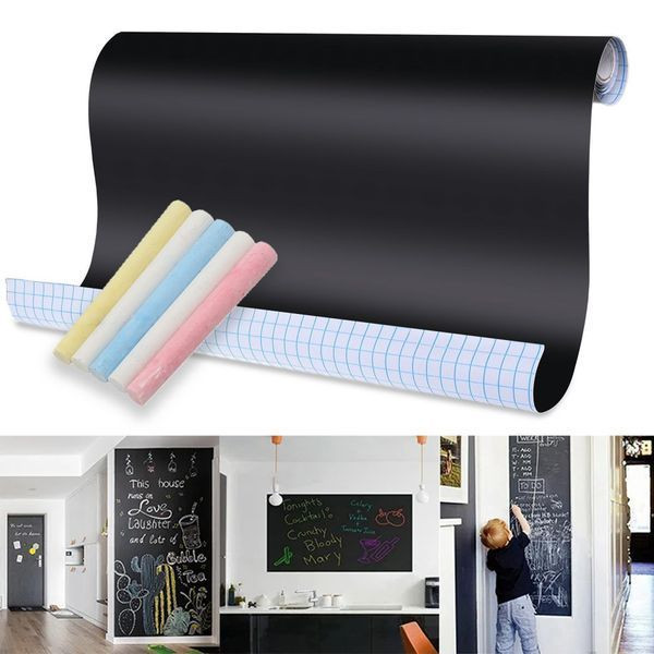 Наклейка плівка на стіну для малювання крейдою 45х200см + 5 різних крейд