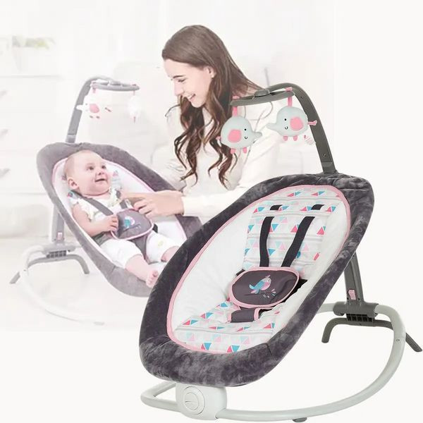 Дитяче крісло-гойдалка для новонароджених до 9 кг, рожеве (74х74х48см)