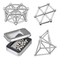 Магнітний конструктор Neo 64 деталі, магнітні палички та сталеві кульки