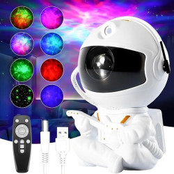 Нічник проектор зоряного неба Космонавт з пультом, від USB, Білий