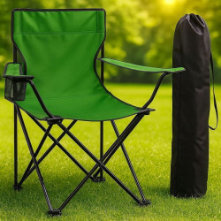 Складаний стілець зі спинкою, до 100 кг, в чохлі, 80х75х50 см, Темно зелений