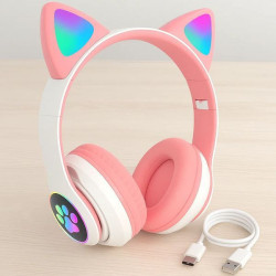 Бездротові навушники з котячими вушками та LED підсвічуванням VZV-23M, Рожеві