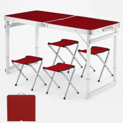 Посилений складаний стіл для пікніка, 4 стільці, 120х70х60см, Темне дерево