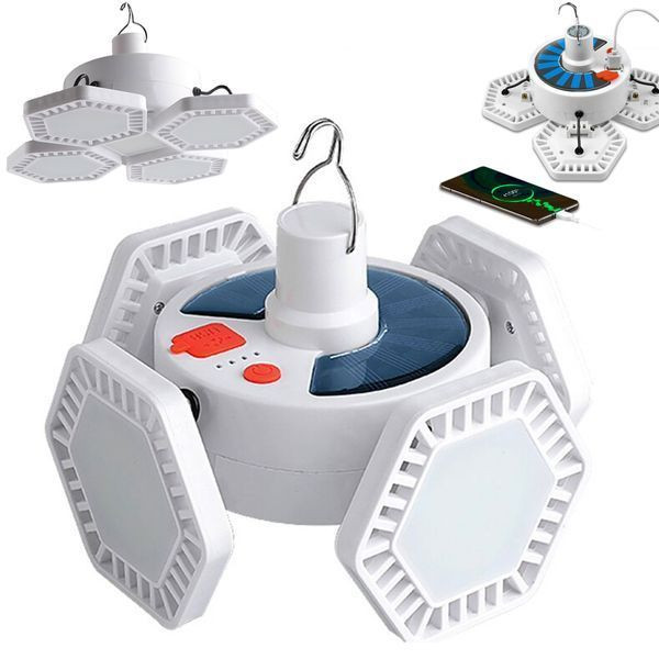 Переносний LED світильник із сонячною панеллю та PowerBank 5000мАг, 169LED