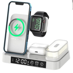 Бездротова зарядка стенд + нічник і годинник A37 4 in 1
