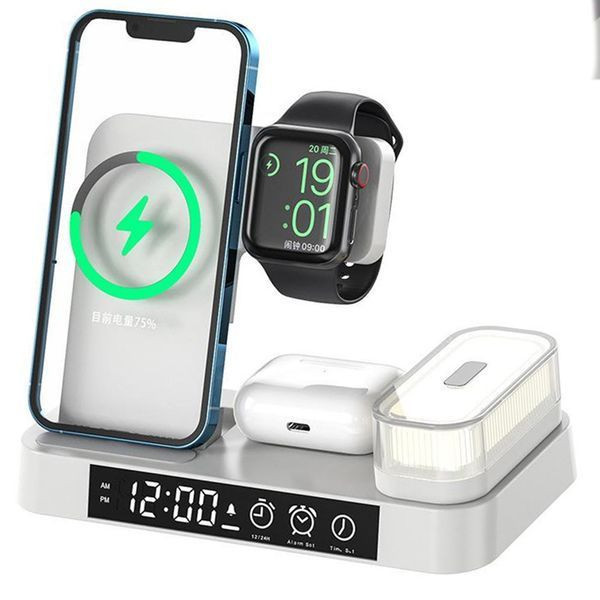 Бездротова зарядка стенд + нічник і годинник A37 4 in 1