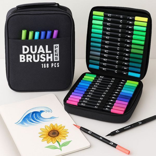 Акварельні маркери двосторонні 168шт з сумкою, Color pencil Акварельні маркери двосторонні 168шт з сумкою, Color pencil