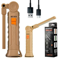 Складаний кемпінговий ліхтар LED+COB з USB-зарядкою, G52, бежевий