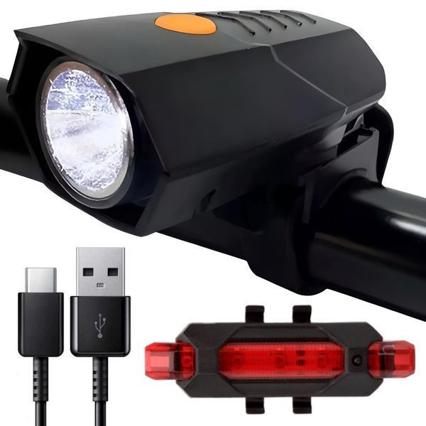 Велофара із заднім стопом BSK-178-1-XPG, USB-зарядка