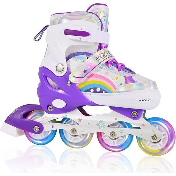 Дитячі розсувні ролики з підсвіткою фіолетові, розмір 31-34