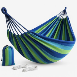 Підвісний туристичний гамак 200х150 см з чохлом, Синьо-зелений
