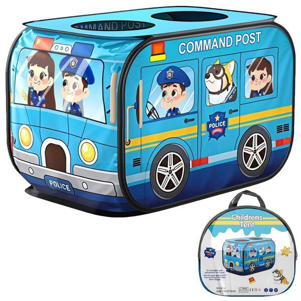 Дитячий ігровий будиночок "Поліцейський автомобіль", блакитний (110х70х70см)