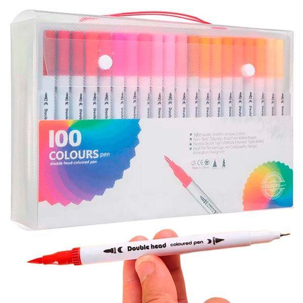 Набір двосторонніх маркерів на водній основі 100шт.