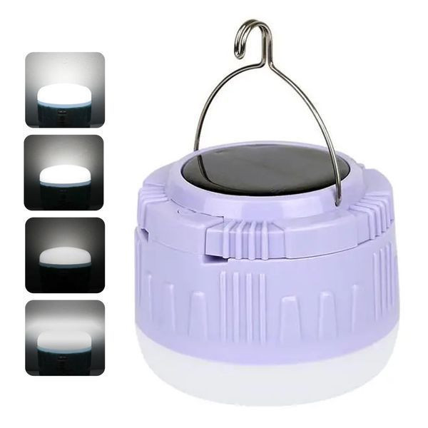 Кемпінгова підвісна лампа на акумуляторі 2400мАч, із сонячною батареєю та повербанком XC30/ Підвісний ліхтар