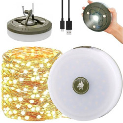 Кемпінговий ліхтар з гірляндою 20м, USB і магнітом, Теплий білий