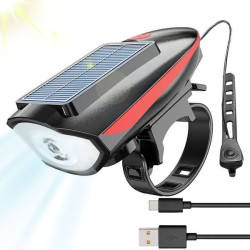 Велофара з сонячною панеллю та сигналом, USB, 7599/S7588