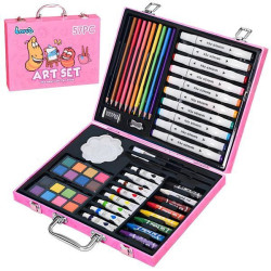Набір юного художника в рожевому кейсі (57 предметів)/Набір для дитячої творчості