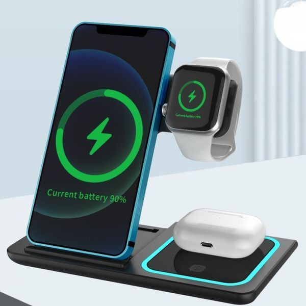 Бездротова зарядка 3-в-1, Чорна