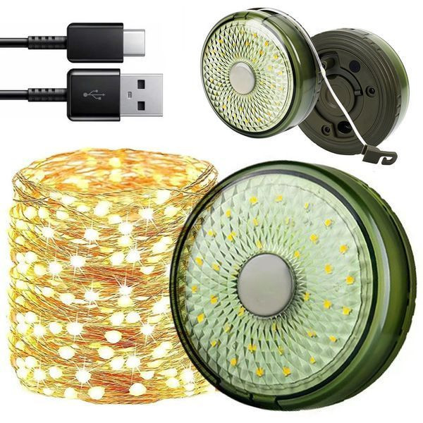 Кемпінговий ліхтар-гірлянда 8м, USB, MH8208, RGB+Теплий білий