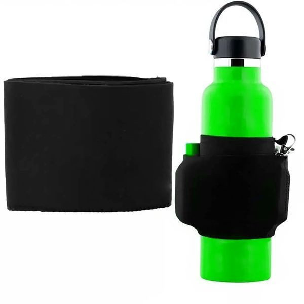 Універсальний чохол-розтяжка для пляшки, чорний/футляр для спортивної пляшки з кишенею