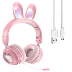 Бездротові навушники з вушками KE-01 "Мяулайт" (Блакитні)