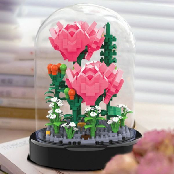 Конструктор Квіти в колбі, 15х11см, 573 деталі, Троянди