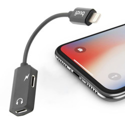 Адаптер для навушників та зарядки (Lightning - 2хLightning) 15см, Budi