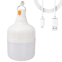 Лампа для кемпінга 30Вт з USB-зарядкою та гачком, Біла