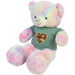 Плюшеве ведмежа у светрі 80 см, Рожевий із зеленим