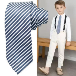 Дитячий галстук в смужку Reflects, сине-біла (2-12 років, 165 см)