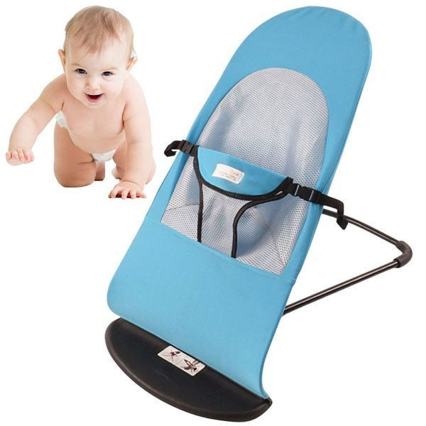 Дитячий шезлонг гойдалка (70×58×39см) до 13кг, Блакитний