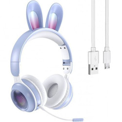 Бездротові навушники з вушками KE-01 "Мяулайт" (Блакитні)