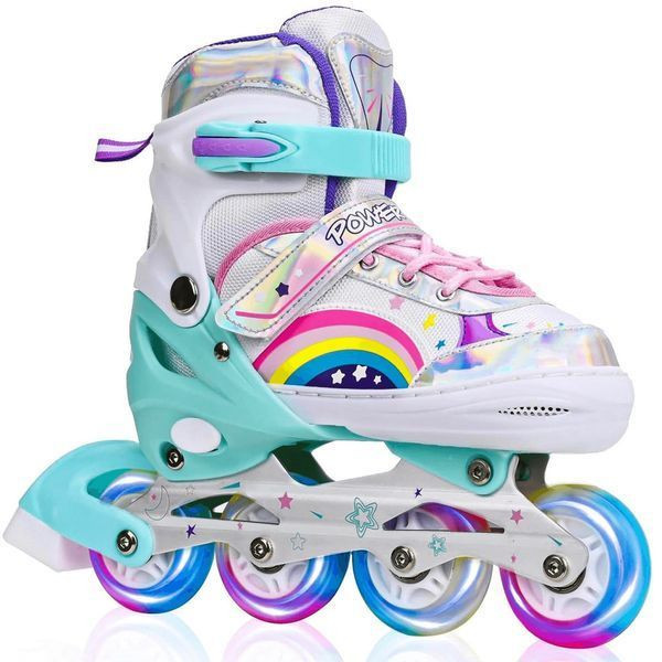 Дитячі розсувні ролики з підсвічуванням, розмір 31-34, зелені