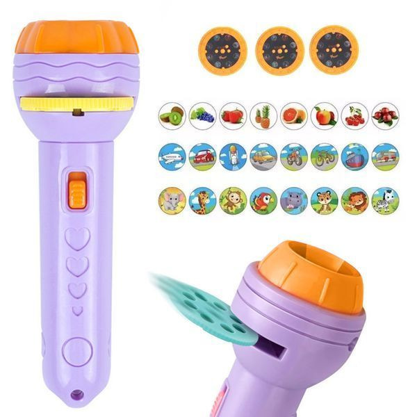 Дитячий ліхтарик-проектор зі змінними слайдами (24 картинки), колір Рандом