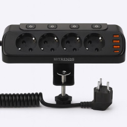 Мережевий подовжувач на 4 гнізда 20 Вт, (2хUSB-A, 2хType-C)