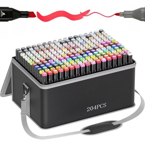 Набір маркерів для скетчингу в чохлі, 204 шт
