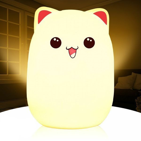 Силіконовий дитячий нічник 'Котик' від USB 7 режимів Силіконовий дитячий нічник 'Котик' від USB 7 режимів