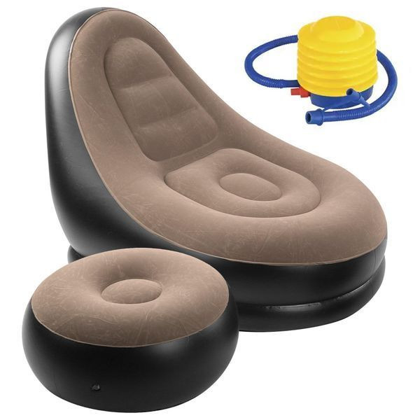 Надувний диван з пуфиком Air Sofa - 116х98х83см, Коричневий