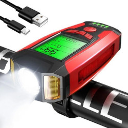 Велосипедний ліхтар з комп'ютером та сигналізацією, USB, AS0808