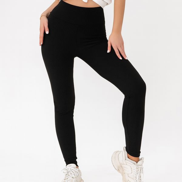 Жіночі лосини в рубчик, 54-60р, Чорні