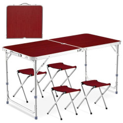 Складний стіл для пікніка 4 стільця, 120х70х60см, Коричневий