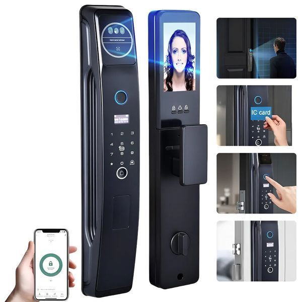 Розумний дверний замок з камерою, відбитком пальця та живленням від акумулятора, TUYA SMART