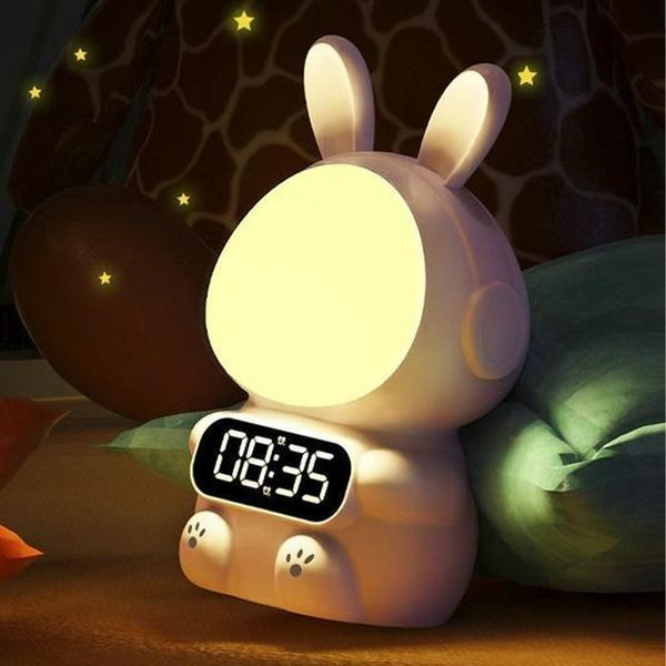 Дитячий годинник з будильником та USB, Кролик Rabbit, Білий