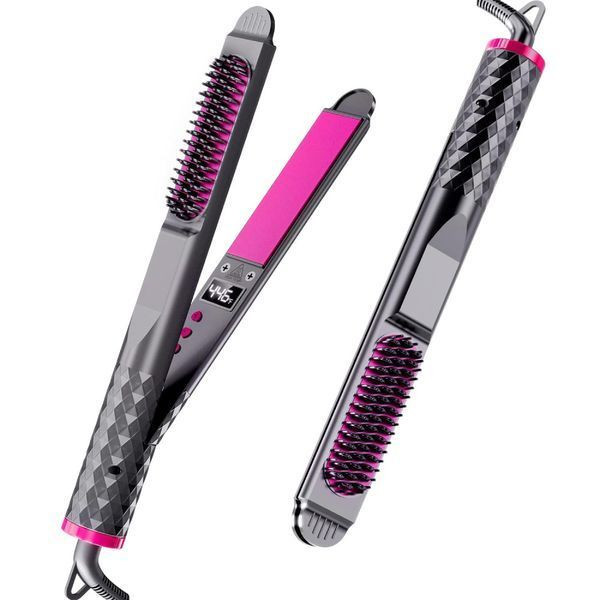 Гребінець випрямляч для волосся з дисплеєм, 60Вт, Чорний