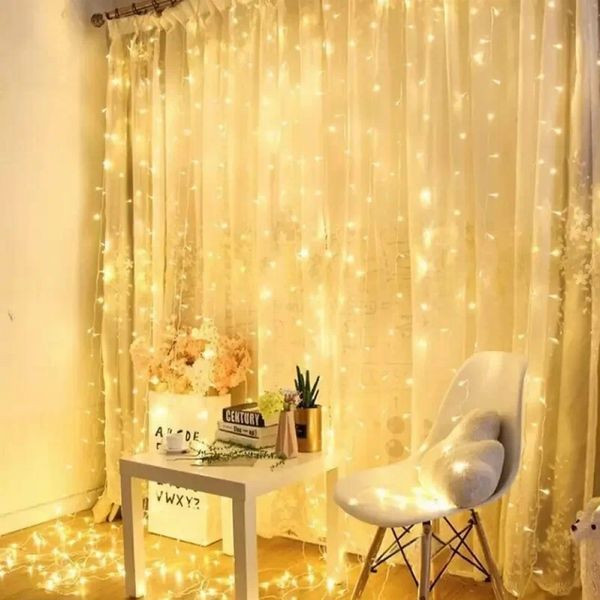 Гірлянда штора від мережі, 3х3м, 360 LED, AD-50566, Тепле світло